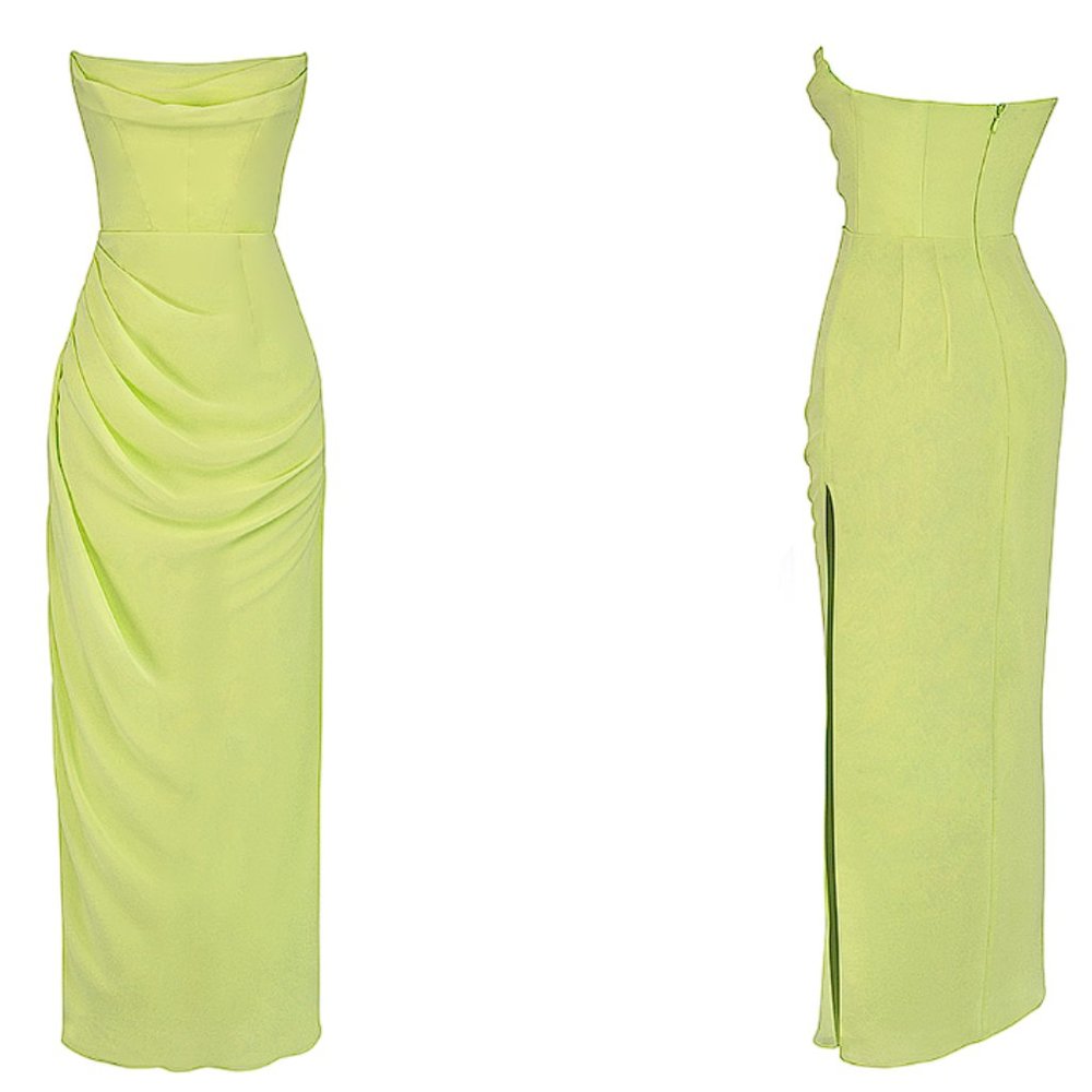 House of CB Adrienne Lime Green Strapless Dress NWOT - Picture 5 of 12